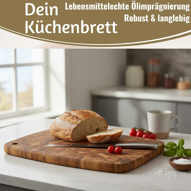 Profi Holz Schneidebrett Stirnholz 32cm Akazie Küchenbrett Tranchierbrett