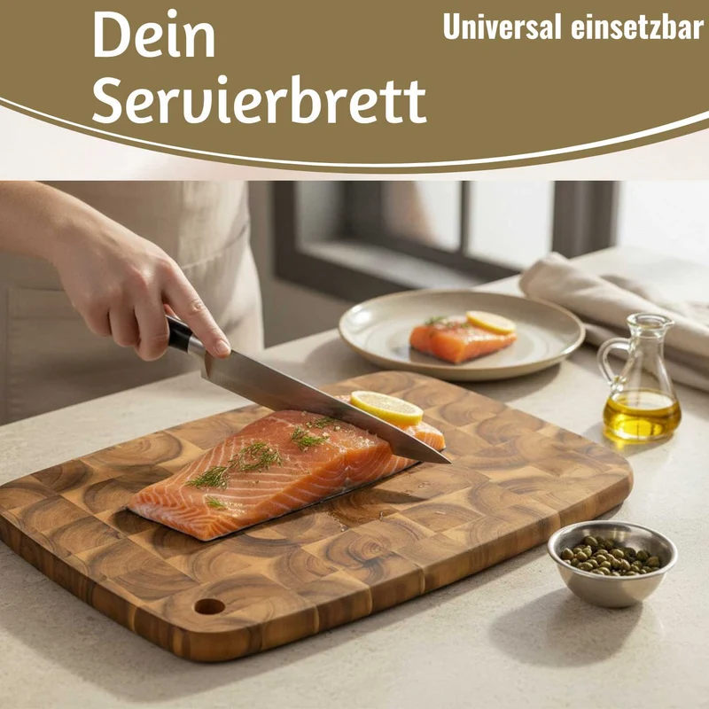 Profi Holz Schneidebrett Stirnholz 32cm Akazie Küchenbrett Tranchierbrett