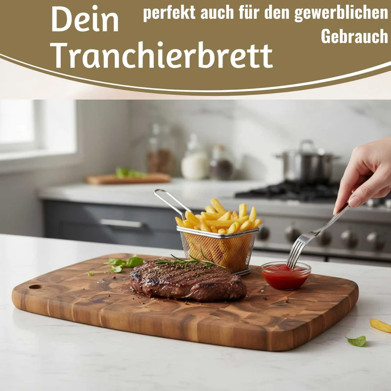 Profi Holz Schneidebrett Stirnholz 32cm Akazie Küchenbrett Tranchierbrett
