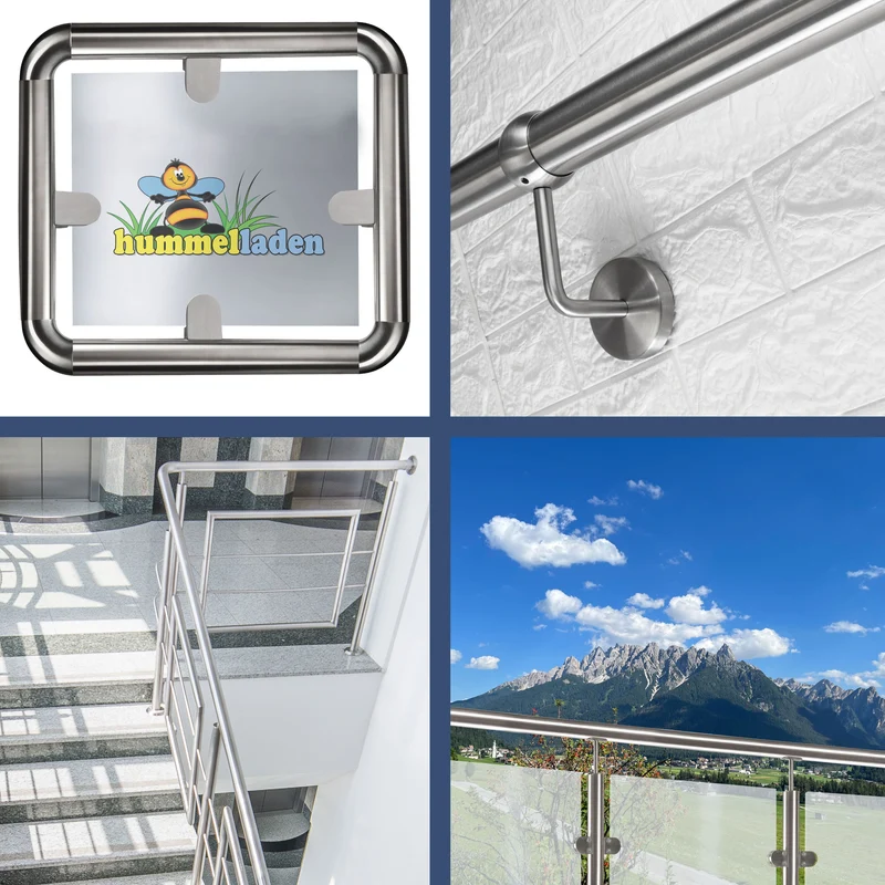 Edelstahl Gelenk Flansch für 42,4 mm Rohre - V2A Fitting für Geländer Handlauf Balkon