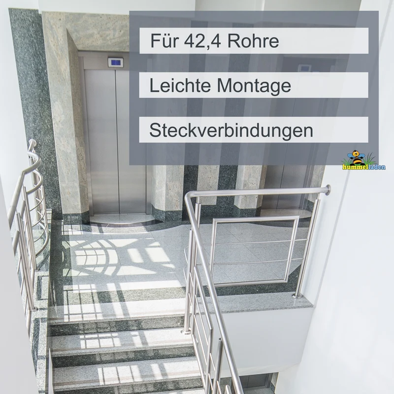 Edelstahl Flansch für 42,4 mm Rohre - V2A Fitting für Geländer Handlauf Balkon gebürstet