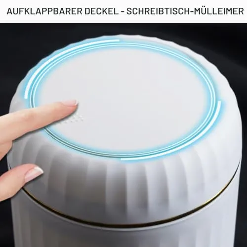 Tischmülleimer mit Deckel, 2L Kleiner Kosmetikeimer mit Aufpoppen