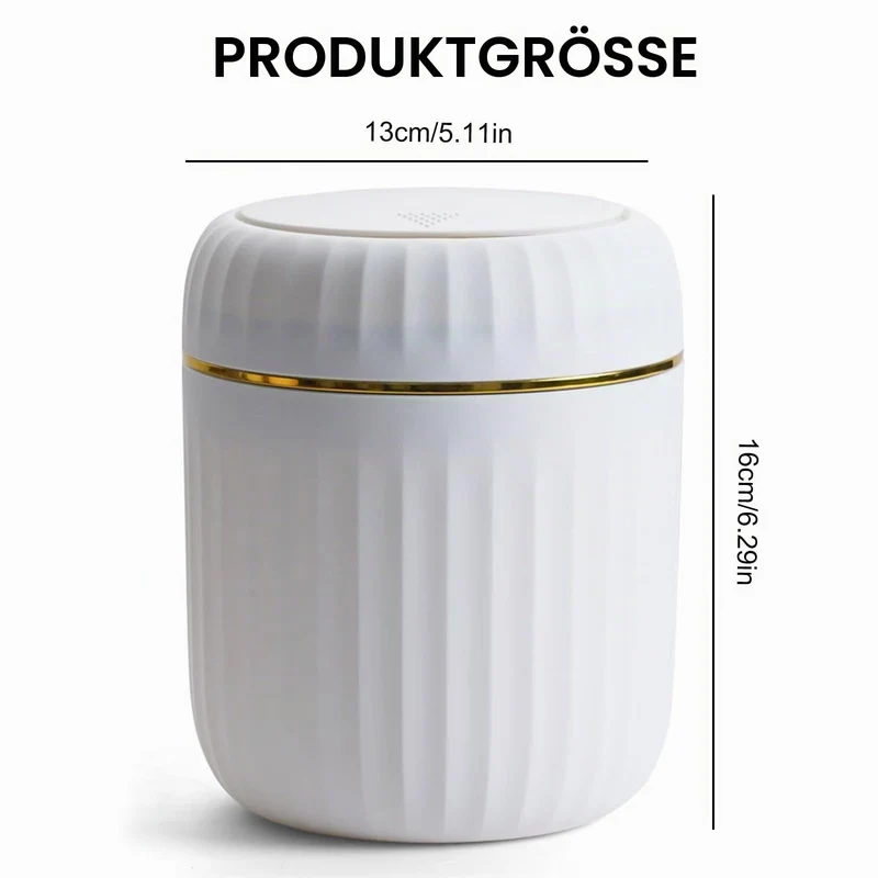 Tischmülleimer mit Deckel, 2L Kleiner Kosmetikeimer mit Aufpoppen