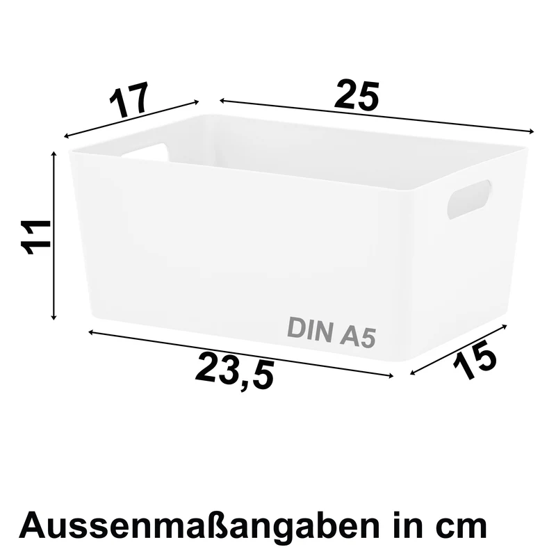 Ordnungsbox - DINA5 - 25x17x11cm - 3.9 Liter - Schubladenorganizer - Ordnungskorb Organizerbox Ordnungssystem