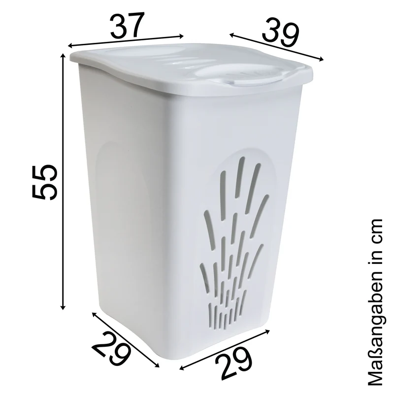 Wäschekorb 50 Liter groß mit Deckel - Wäschesammler mit Löcher 39x37x55cm Wäschebox Wäschesortierer Haushaltskorb Korb Haushalt Kunststoff Wäschetruhe Wäschetonne Wäschesack