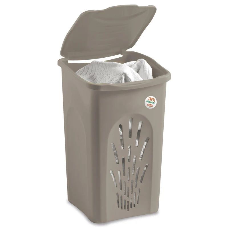 Wäschekorb 50 Liter groß mit Deckel - Wäschesammler mit Löcher 39x37x55cm Wäschebox Wäschesortierer Haushaltskorb Korb Haushalt Kunststoff Wäschetruhe Wäschetonne Wäschesack