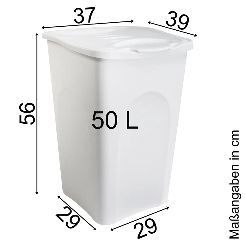 Wäschekorb 50 Liter groß mit Deckel - Wäschesammler ohne Löcher 39x37x55cm Wäschebox Wäschesortierer Haushaltskorb Korb Haushalt Kunststoff Wäschetruhe Wäschetonne Wäschesack