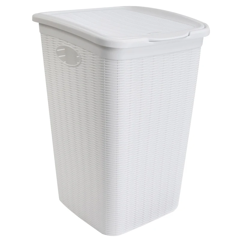 Wäschekorb 50 Liter groß - Rattanoptik mit Deckel - Wäschesammler mit Löcher 38x36x54cm Wäschebox Wäschesortierer Haushaltskorb Korb Haushalt Kunststoff Wäschetruhe Wäschetonne Wäschesack