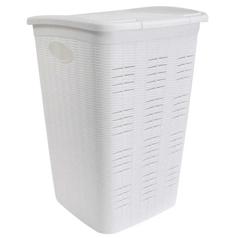 Wäschekorb 50 Liter groß - Rattanoptik mit Deckel - Wäschesammler mit Löcher 38x36x54cm Wäschebox Wäschesortierer Haushaltskorb Korb Haushalt Kunststoff Wäschetruhe Wäschetonne Wäschesack
