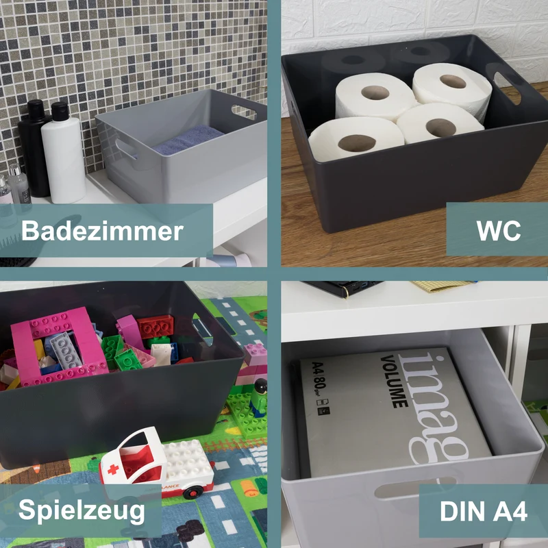 Ordnungsbox - DINA4 - 35x26x15cm - 11.5 Liter - Ordnungskorb - Schubladenorganizer Schublade - Organizerbox Ordnungssystem Kunststoff Aufbewahrung Bad Korb Schrank Schreibtisch