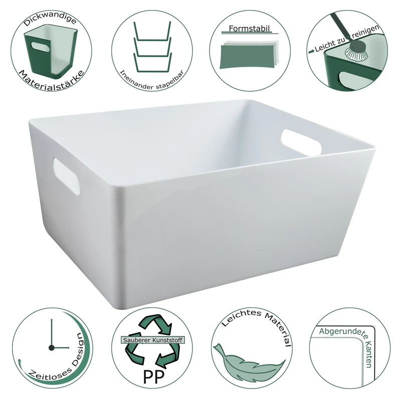 Ordnungsbox - DINA4 - 35x26x15cm - 11.5 Liter - Ordnungskorb - Schubladenorganizer Schublade - Organizerbox Ordnungssystem Kunststoff Aufbewahrung Bad Korb Schrank Schreibtisch