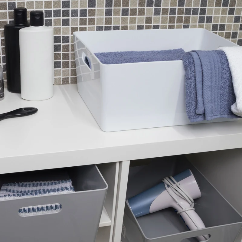 Ordnungsbox - DINA4 - 35x26x15cm - 11.5 Liter - Ordnungskorb - Schubladenorganizer Schublade - Organizerbox Ordnungssystem Kunststoff Aufbewahrung Bad Korb Schrank Schreibtisch
