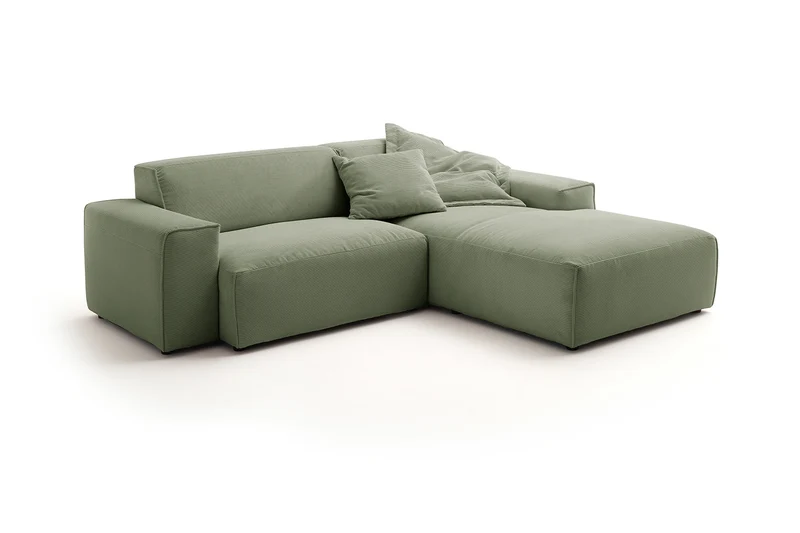 KAWOLA Sofa RANI Ecksofa Feincord olivgrün