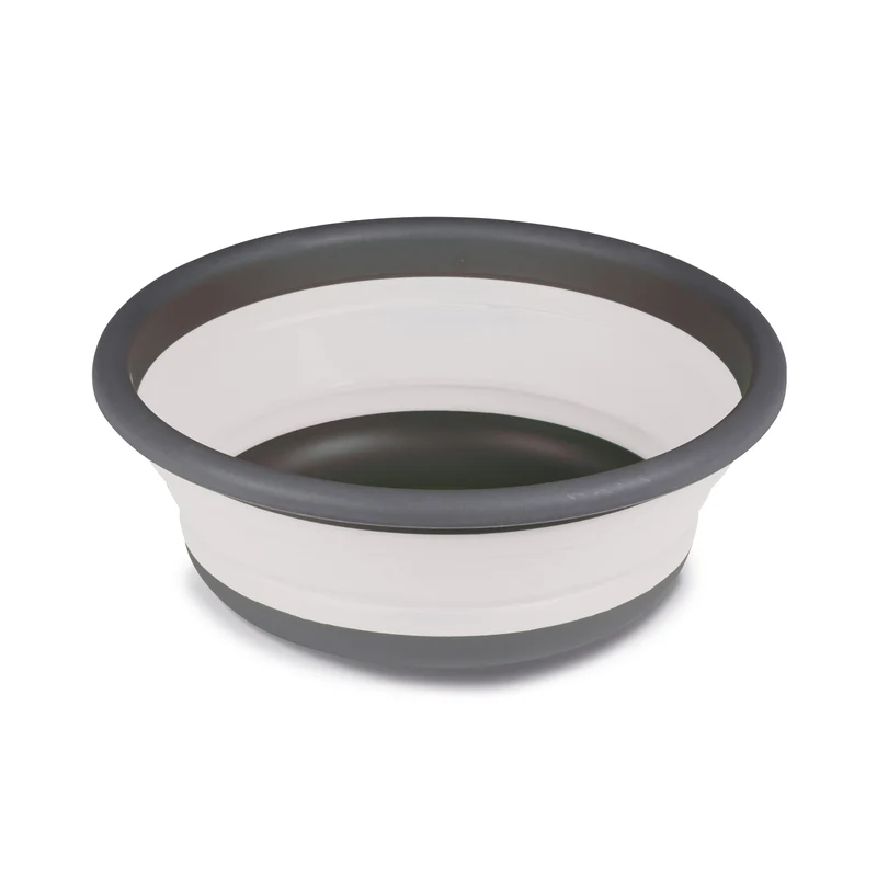 2x Faltbarer Schüssel - rund - 9 Liter - D-37,5x14 cm - gefaltet 5 cm - grau Waschschüssel Spülschüssel Wasserschüssel - Kunststoff Spüle