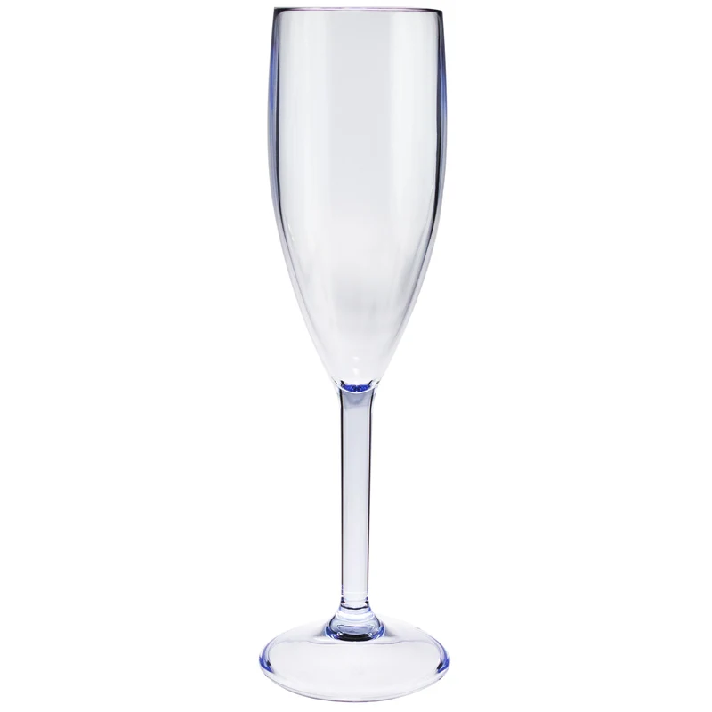 Melamin Geschirr und Acryl Glas Set für 4 Personen - 20 Teile - Campinggeschirr - blau weiß - mit Sektglas 150 ml Gläsern - Essgeschirr