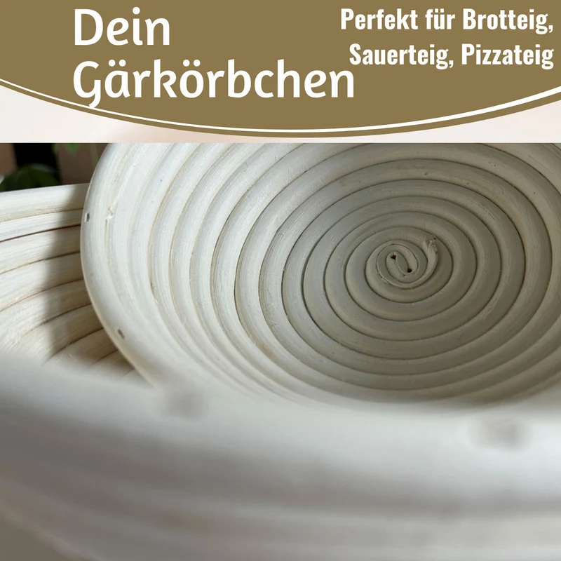 Gärkörbchen Gärkorb Rund 22x8cm Peddigrohr Brotform Leineneinsatz Brotkorb