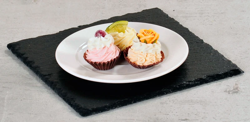 Schieferplatte 2´er Set 20x20cm Servierplatte Schieferteller Tischset Sushi Deko
