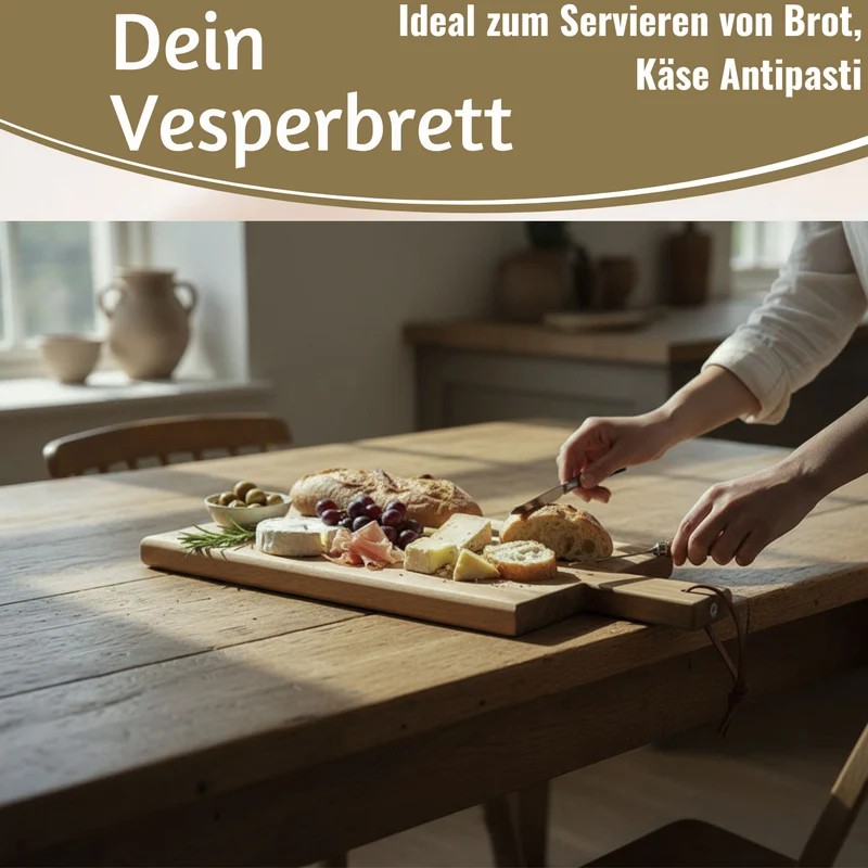 Holz Griffbrett Servierbrett 45cm Akazie XL Eckig Schneidebrett Tranchierbrett