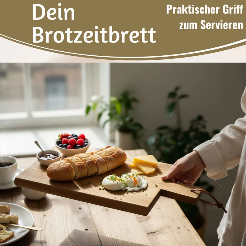 Holz Griffbrett Servierbrett 45cm Akazie XL Eckig Schneidebrett Tranchierbrett