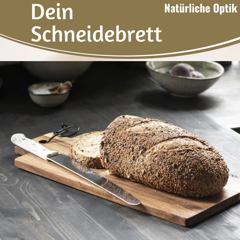 Holz Griffbrett Servierbrett 35cm Akazie Eckig Schneidebrett Tranchierbrett