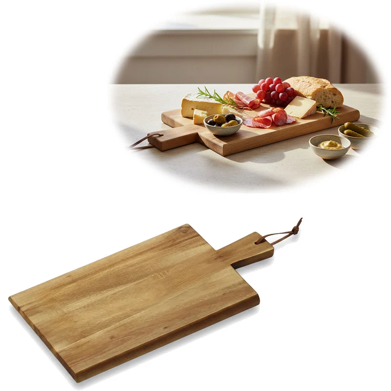 Holz Griffbrett Servierbrett 29cm Akazie Eckig Frühstücksbrett Küchenbrett