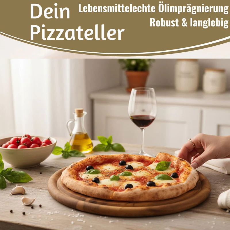 Holz Fleischteller Servierteller 25cm Akazie Rund Schneidebrett Vesperbrett