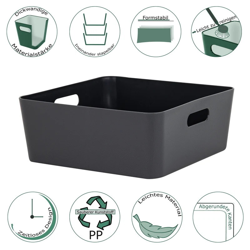 Ordnungsbox - Lederoptik - 30x30x12 cm - Ordnungskorb - Regalorganizer Wandregal