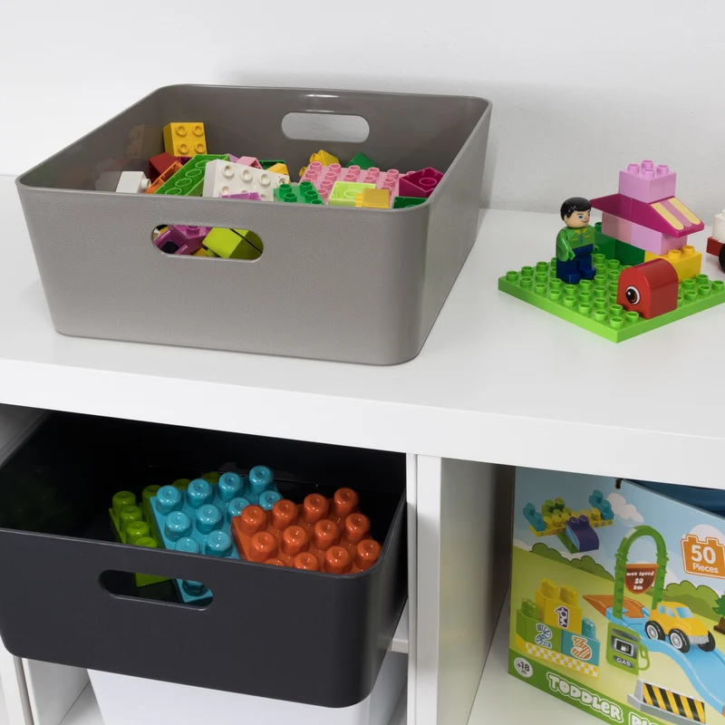 Ordnungsbox - Lederoptik - 30x30x12 cm - Ordnungskorb - Regalorganizer Wandregal