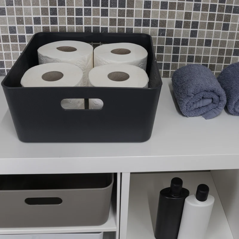 Ordnungsbox - Lederoptik - 30x30x12 cm - Ordnungskorb - Regalorganizer Wandregal