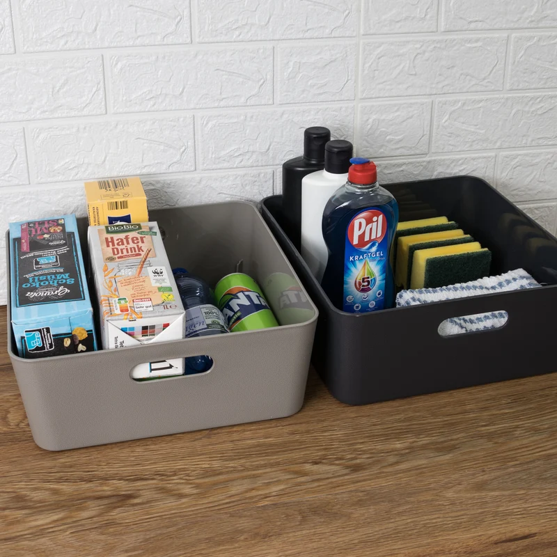 Ordnungsbox - Lederoptik - 30x30x12 cm - Ordnungskorb - Regalorganizer Wandregal