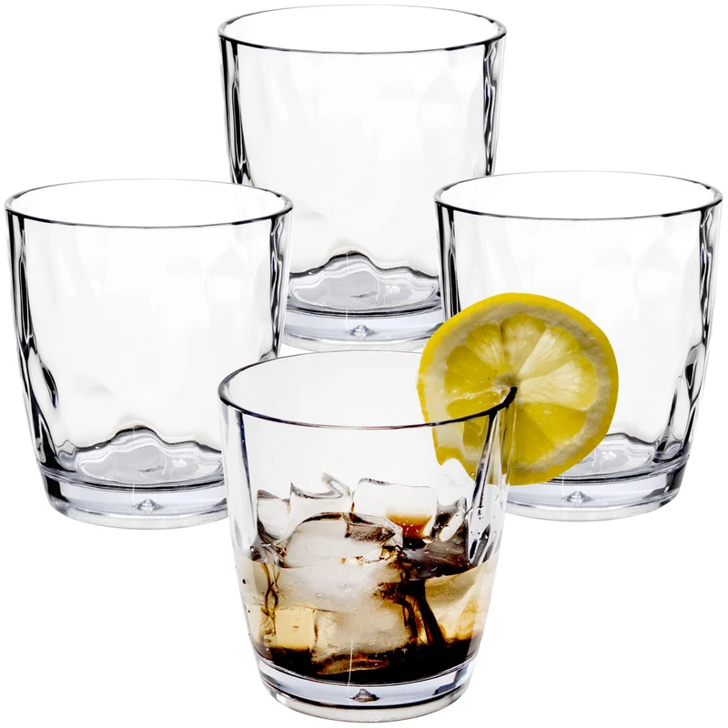 Campingglas aus Acryl 320/460ml klar - Trinkglas Acrylglas Wasserglas Kunststoff Camping Garten Echtglasoptik Picknick Becher Kinder Senioren Longdrink Coktail