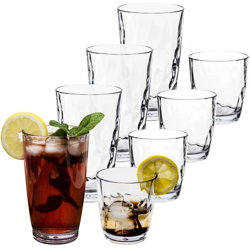 Campingglas aus Acryl 320/460ml klar - Trinkglas Acrylglas Wasserglas Kunststoff Camping Garten Echtglasoptik Picknick Becher Kinder Senioren Longdrink Coktail