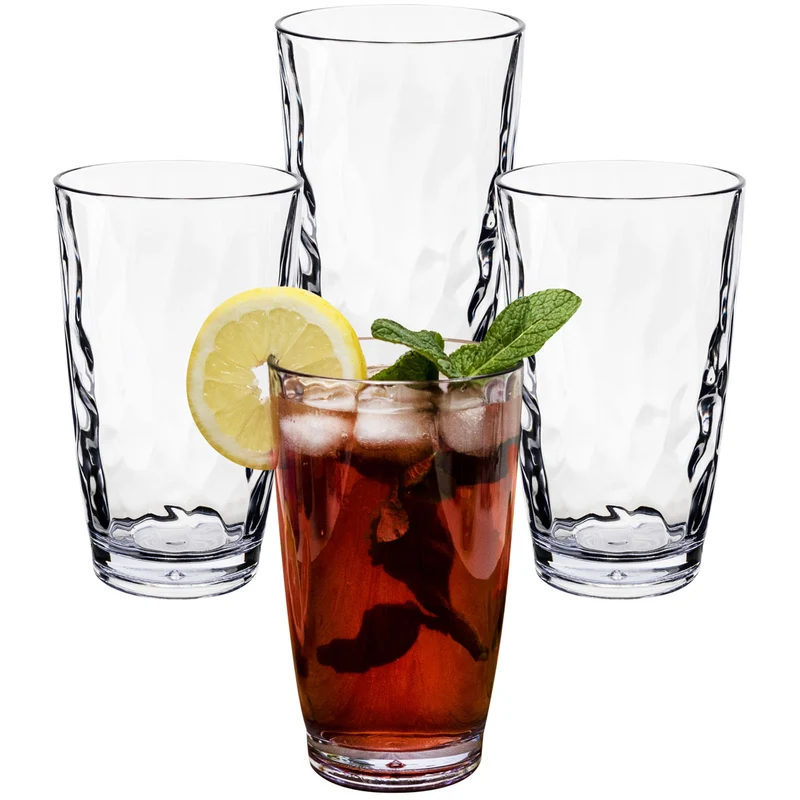 Campingglas aus Acryl 320/460ml klar - Trinkglas Acrylglas Wasserglas Kunststoff Camping Garten Echtglasoptik Picknick Becher Kinder Senioren Longdrink Coktail