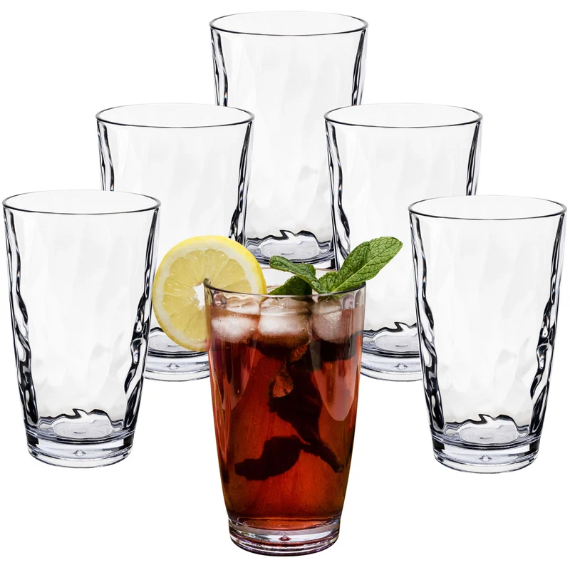 Campingglas aus Acryl 320/460ml klar - Trinkglas Acrylglas Wasserglas Kunststoff Camping Garten Echtglasoptik Picknick Becher Kinder Senioren Longdrink Coktail