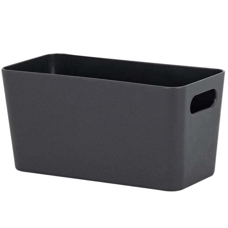 Ordnungsbox - 20x10x10 cm - ANTHRAZIT Lederoptik - Ordnungskorb - Regalorganizer Wandregal