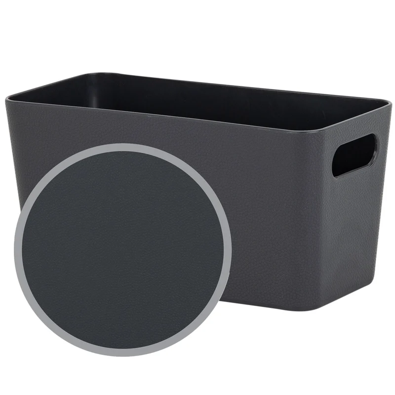 Ordnungsbox - 20x10x10 cm - ANTHRAZIT Lederoptik - Ordnungskorb - Regalorganizer Wandregal
