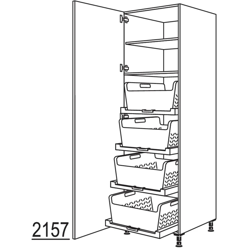 nobilia Hochschrank mit Wäschekorb-Tablar Laundry-Area HWTABF60-3 60 cm