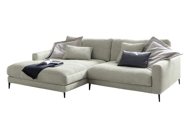 KAWOLA Ecksofa CARA Sofa Cord steingrau