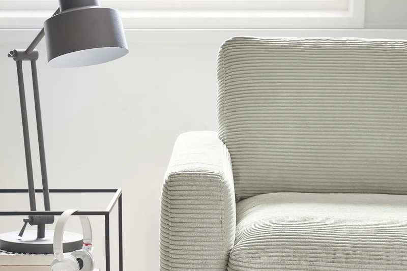 KAWOLA Ecksofa CARA Sofa Cord steingrau