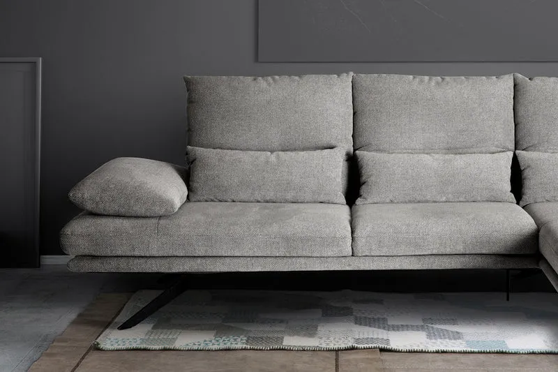 KAWOLA Sofa FENICE Ecksofa Stoff hellgrau