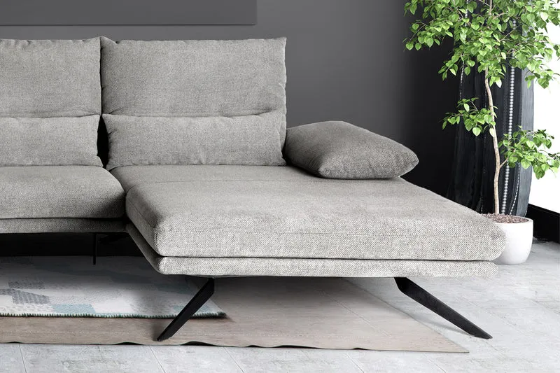 KAWOLA Sofa FENICE Ecksofa Stoff hellgrau