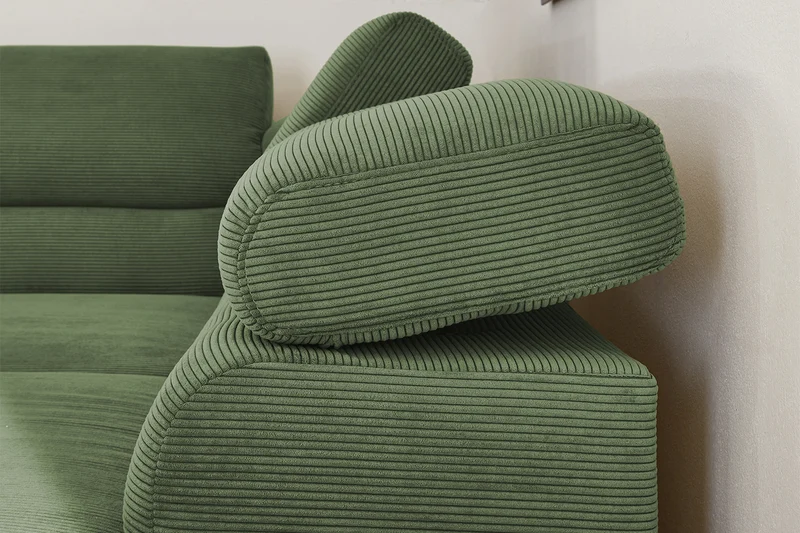 KAWOLA Sofa DELIA Ecksofa Feincord olivgrün