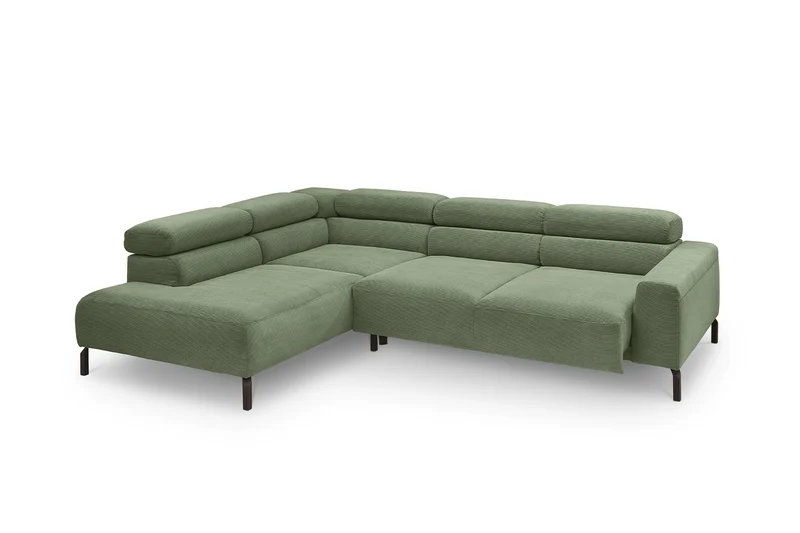KAWOLA Sofa DELIA Ecksofa Feincord olivgrün