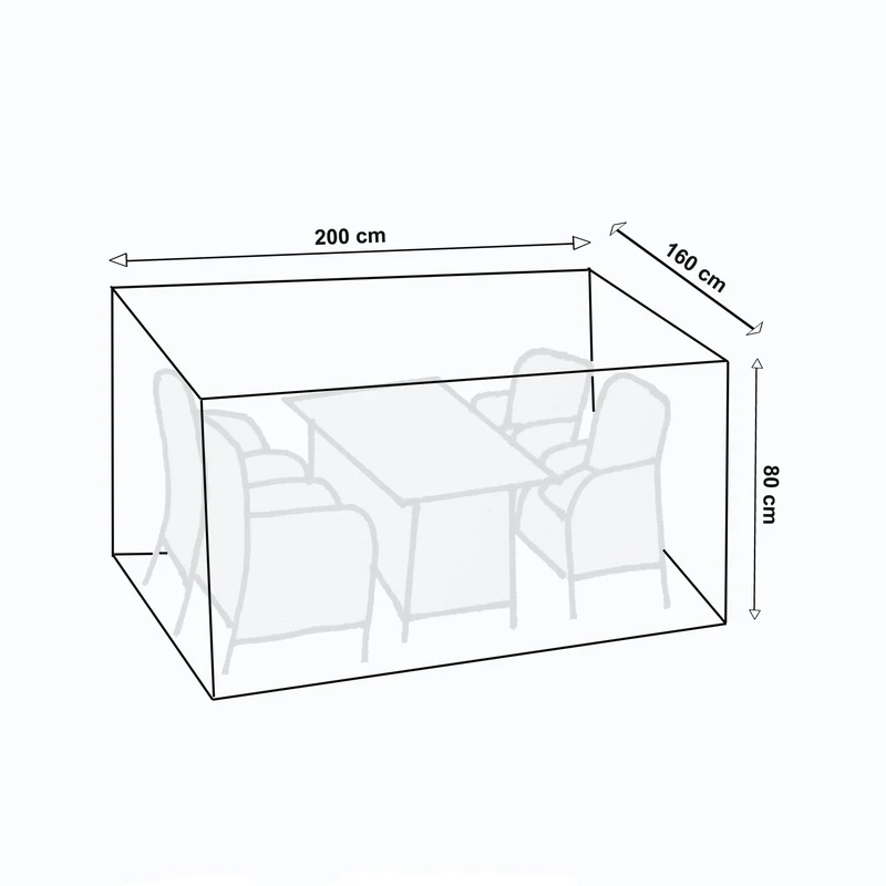 Schutzhülle für Rattan Gartenlounge - 200 x 160 x 80 cm - schwarz - 600D Polyester wasserdicht - Abdeckung Gartenmöbel
