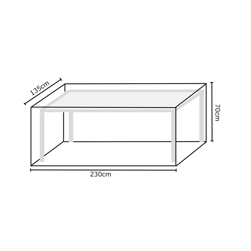 Schutzhülle für rechteckigen Gartentisch - 230 x 135 x 70 - schwarz - 600D Polyester wasserdicht - Abdeckung Tisch