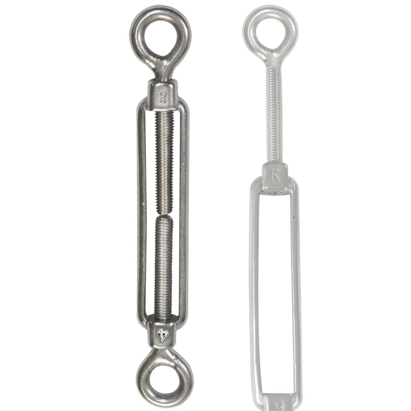 4x Edelstahl Spannschloss Spannschraube D-4mm - M4 - beidseitigen Ösen V2A - Seilspanner Segelspanner für Drahtseil - 10-14cm lang Wantenspanner Bruchlast 450 kg