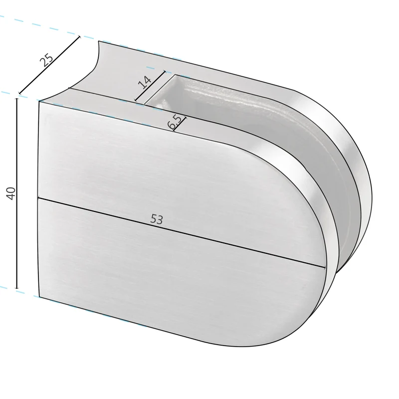 Edelstahl Geländerpfosten Endpfosten rechts mit Glashalter 8,76mm und Handlauf-Träger - 42,4mm - Wangemontage V2A - seitliche Montage vormontiert - Glasgeländer Geländerstützen Pfosten Zaunpfosten aussen