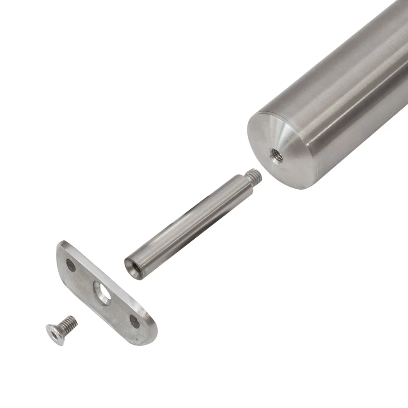 Edelstahl Geländerpfosten Endpfosten rechts mit Glashalter 8mm und Handlauf-Träger - 42,4mm - Wangemontage V2A - seitliche Montage vormontiert - Glasgeländer Geländerstützen Pfosten Zaunpfosten aussen
