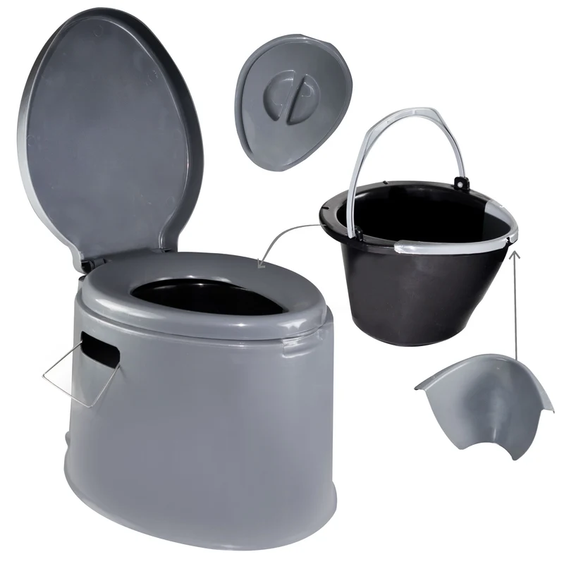 Campingtoilette mit Deckel und Papierhalterung herausnehmbarem Toiletteneimer