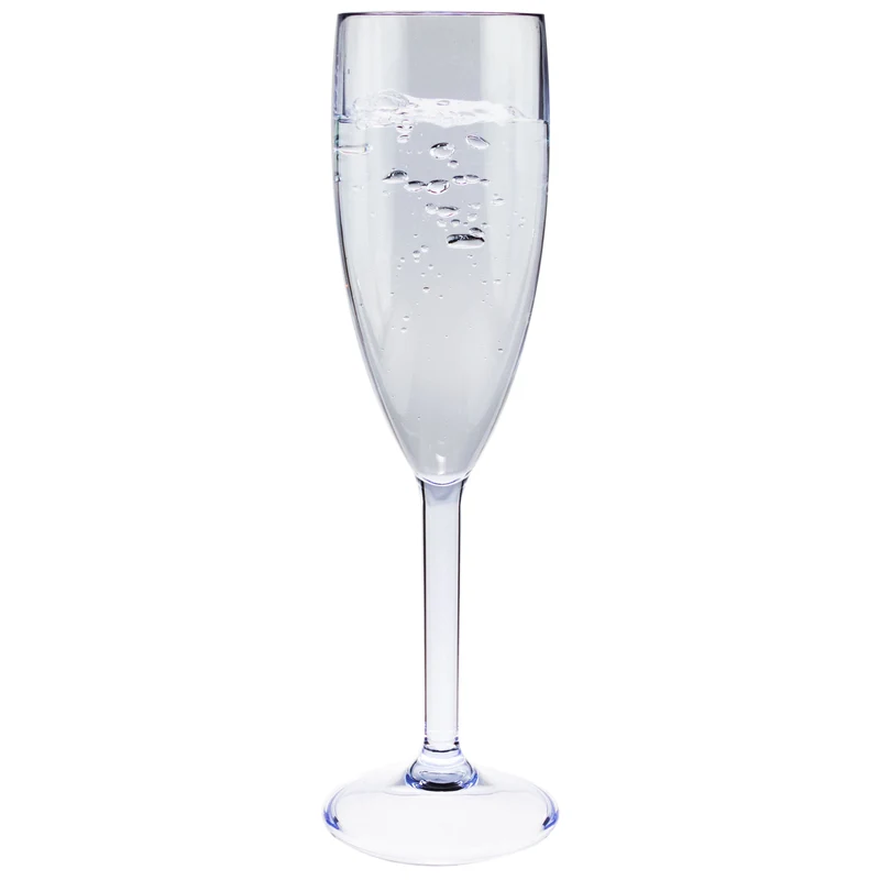 Campingglas Champagner Fluter Sektglas 150 ml BLAU klar Gläser - Champagnerglas für Camping Küche - Trinkkelch Goblet - elegantes Design - Outdoor Partyglas - Bruchfest Kunststoff Glas Kelch bruchfest